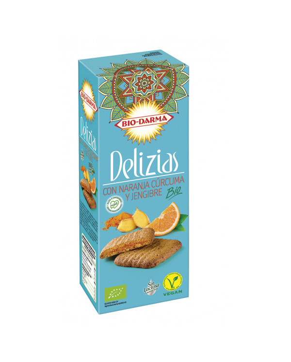 Delizias galleta naranja curcuma jengibre  bio 125