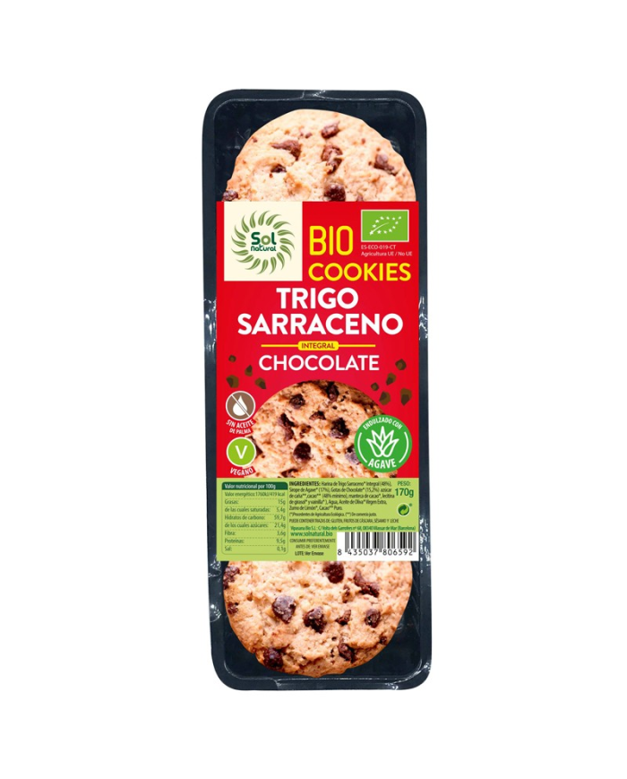 Cookies trigo sarraceno y chocolate 170g.