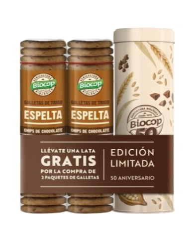 Galletas espelta chips chocolate 2 x 250gr+ lata