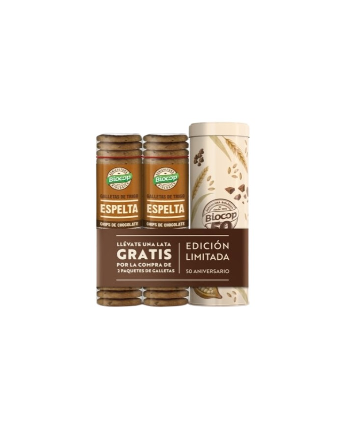 Galletas espelta chips chocolate 2 x 250gr+ lata