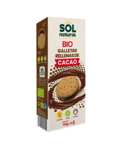 Galletas rellenas cacao 190gr sol natural