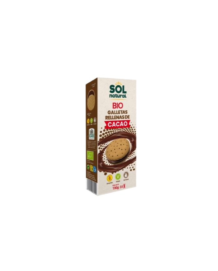 Galletas rellenas cacao 190gr sol natural