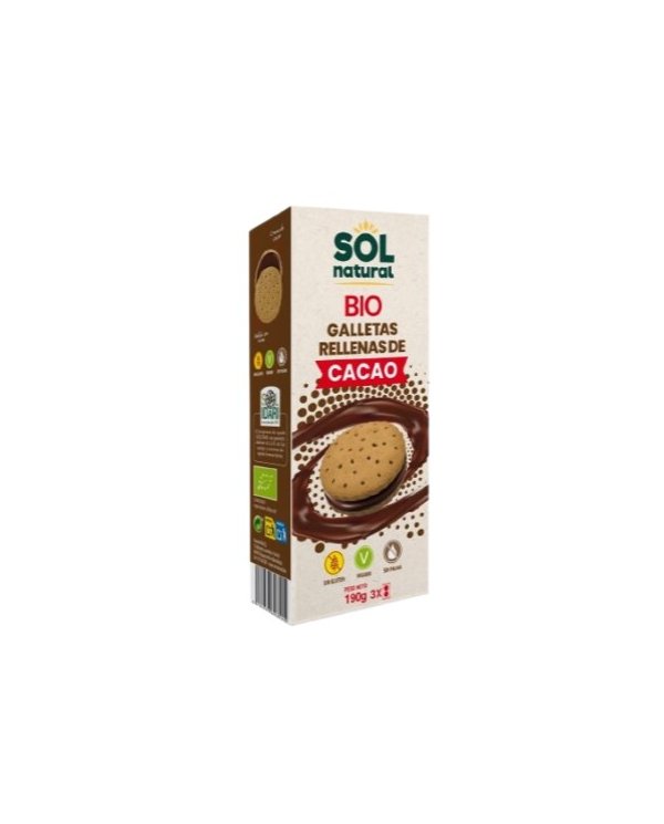 Galletas rellenas cacao 190gr sol natural