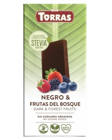 Chocolate negro frutas bosque stevia 125g torras