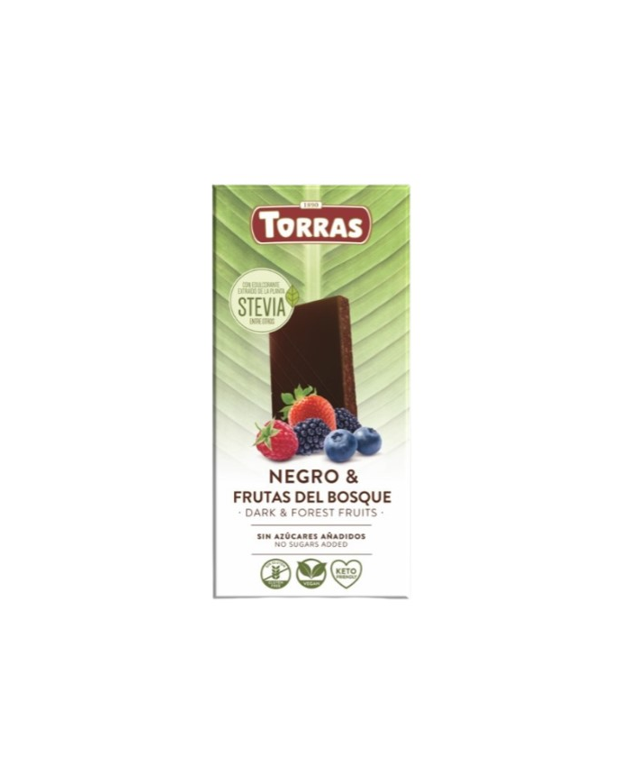 Chocolate negro frutas bosque stevia 125g torras