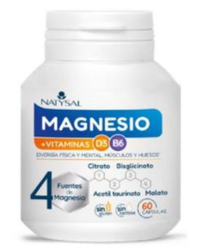 Magnesio 4 fuentes+vitamina d3+b6 60 caps natysal