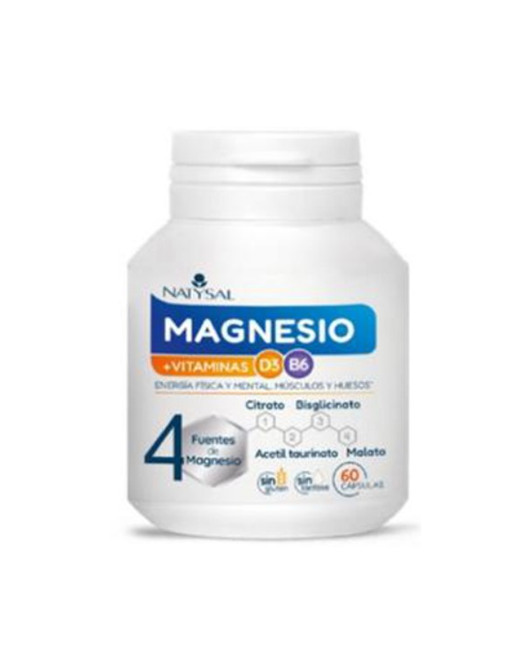 Magnesio 4 fuentes+vitamina d3+b6 60 caps natysal