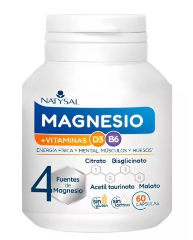 Magnesio 4 fuentes+vitamina d3+b6 60 caps natysal