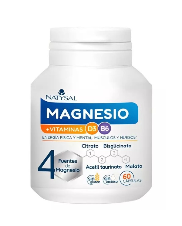 Magnesio 4 fuentes+vitamina d3+b6 60 caps natysal