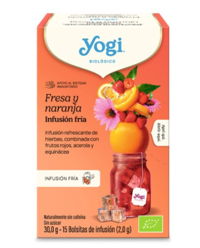 Yogi fresa naranja infusion fria 15 bolsitas bio