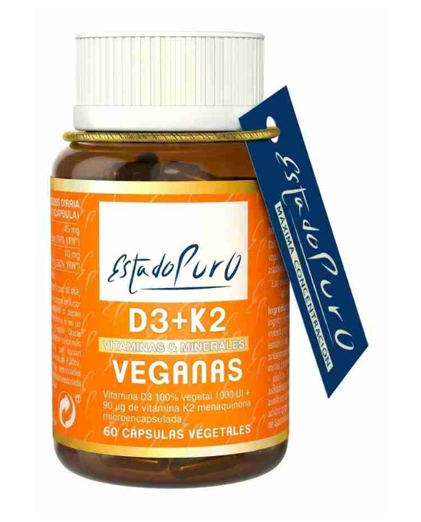 Vitamina d3+k2 60 cap veganas estado puro