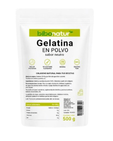 Gelatina neutro polvo 500gr bibonatur