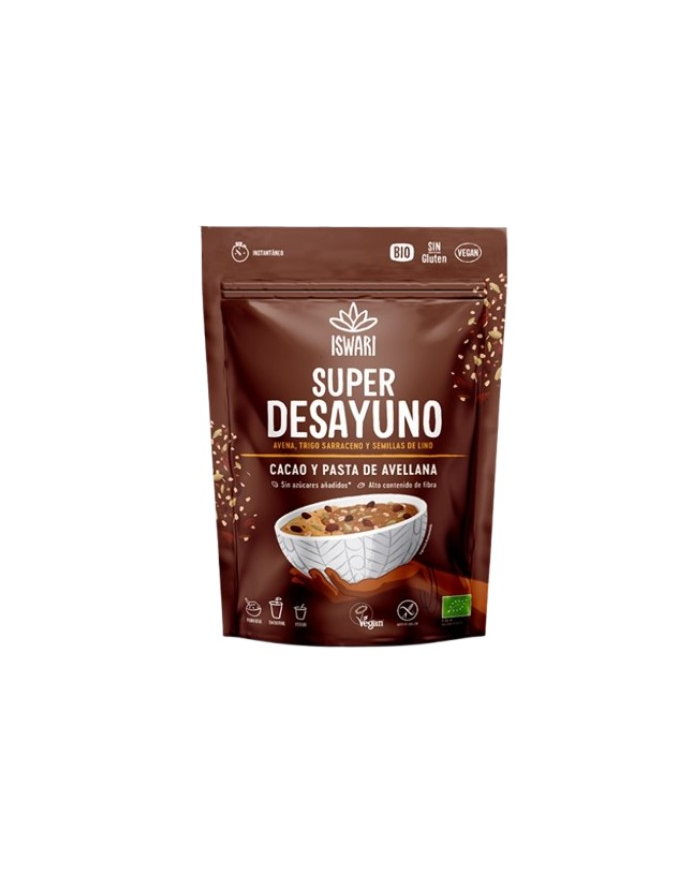 Super desayuno cacao pasta de avellana 360g iswari