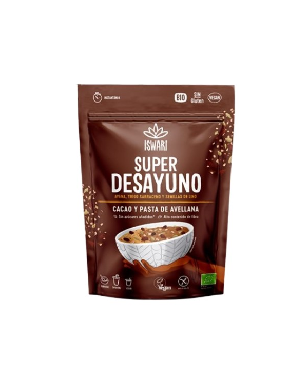 Super desayuno cacao pasta de avellana 360g iswari
