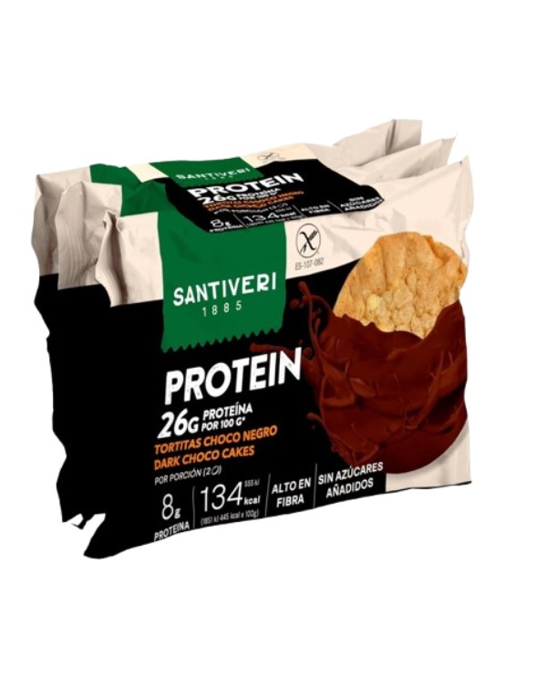 Tortitas protein chocolate negro 90gx2 santiveri