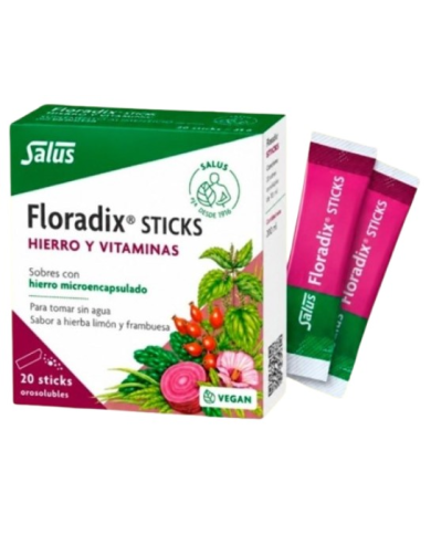 Floradix 20 stick sabor limon frambuesa salus