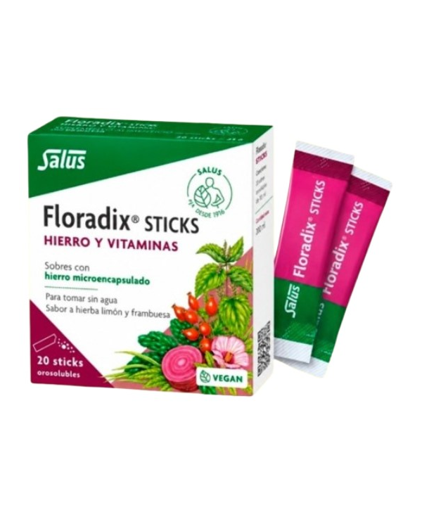 Floradix 20 stick sabor limon frambuesa salus