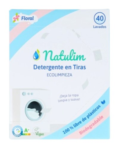 Detergente en tiras floral 40 lavados 70gr natulim