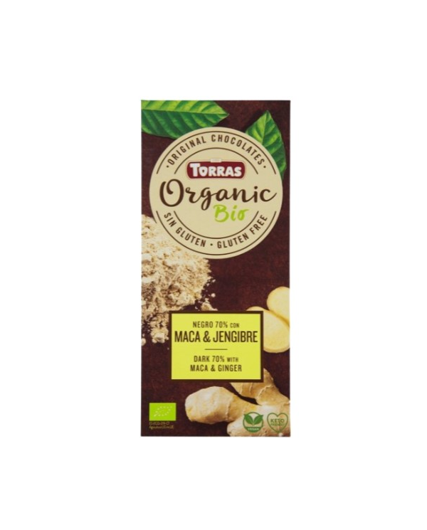 Chocolate negro 70% maca jengibre bio 100gr torras