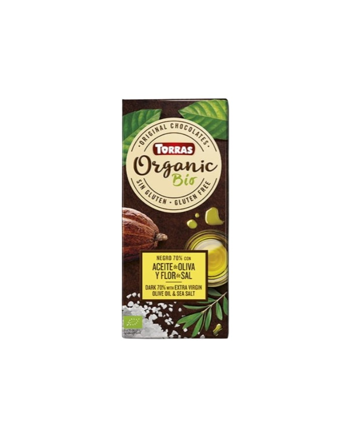 Chocolate negro 70% aceite oliva  sal 100gr torras