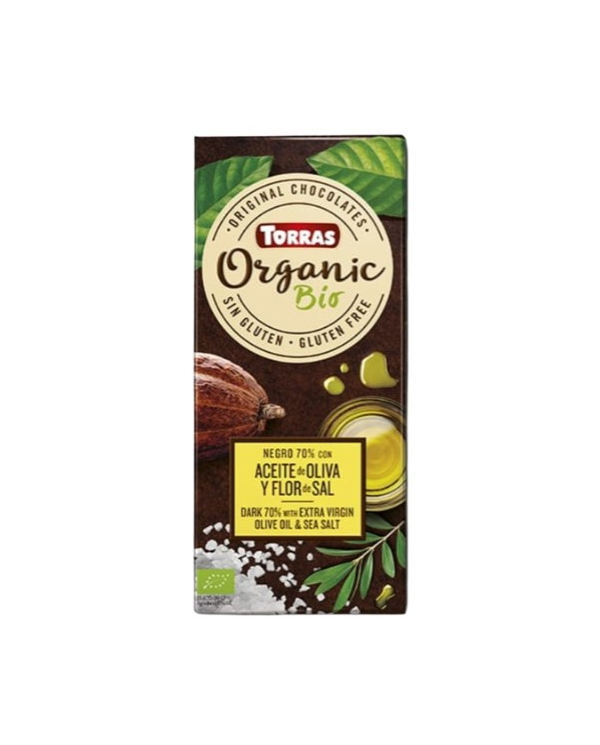 Chocolate negro 70% aceite oliva  sal 100gr torras
