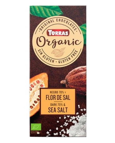 Chocolate negro 70%cacao flor sal bio 100gr torras