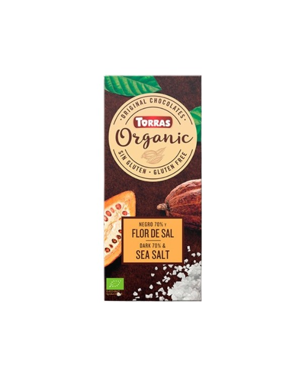 Chocolate negro 70%cacao flor sal bio 100gr torras