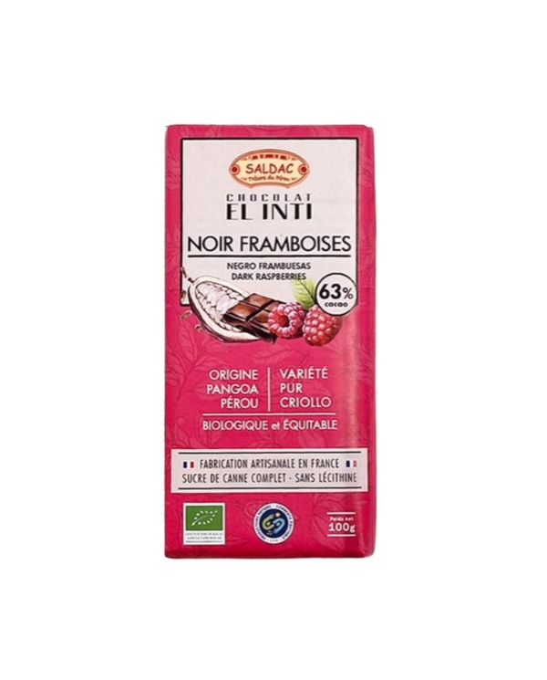 Chocolate frambuesa 63% 100gr el oro de los andes