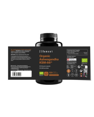 Ashwagandha ksm 66 120 cap 600mg bio zenement