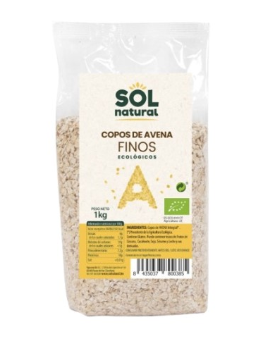 Copos avena finos int. 1kg bio sol natural