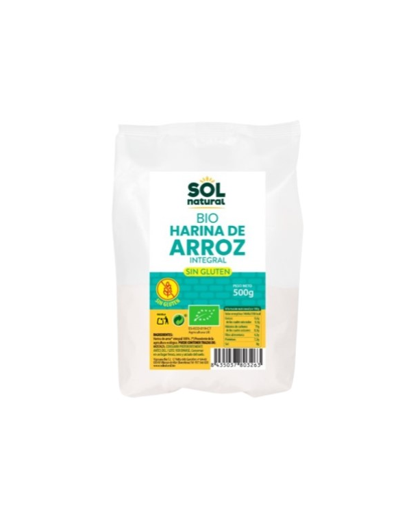 Harina arroz integral sin gluten 500g sol natural