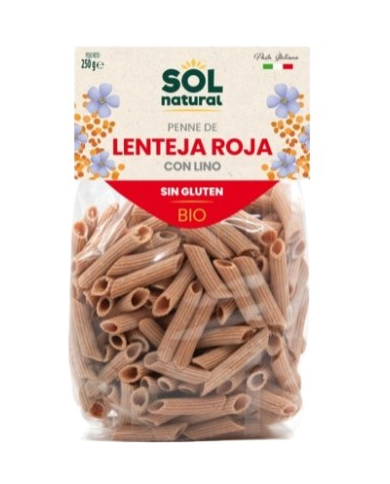 Penne lenteja roja lino sin gluten bio