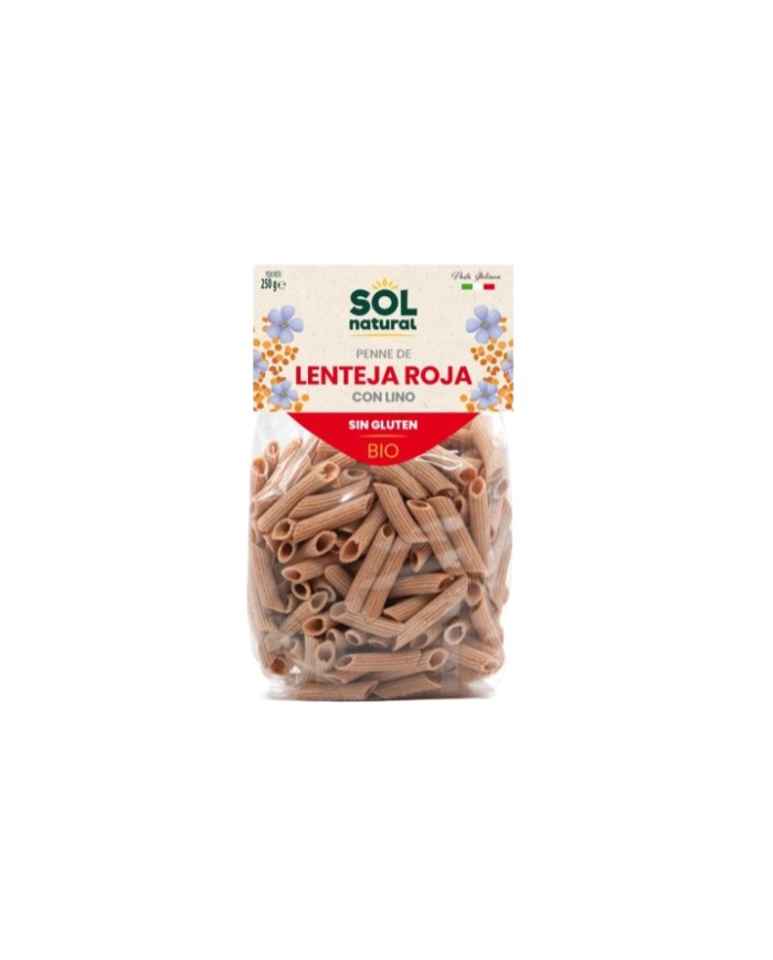 Penne lenteja roja lino sin gluten bio
