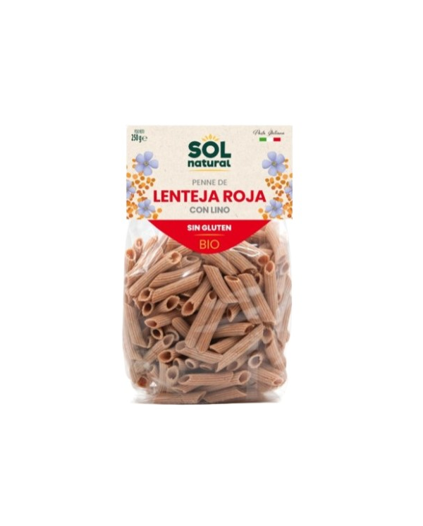 Penne lenteja roja lino sin gluten bio