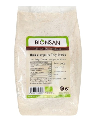 Harina integral trigo espelta 500g bionsan