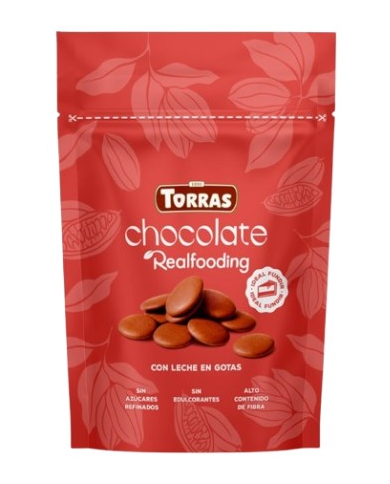Realfooding chocolate leche gotas 200g torras
