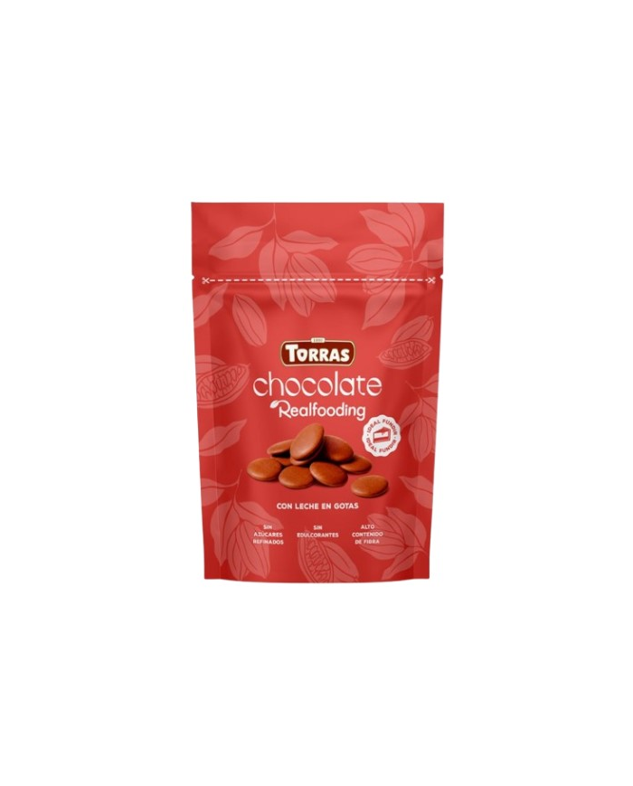 Realfooding chocolate leche gotas 200g torras
