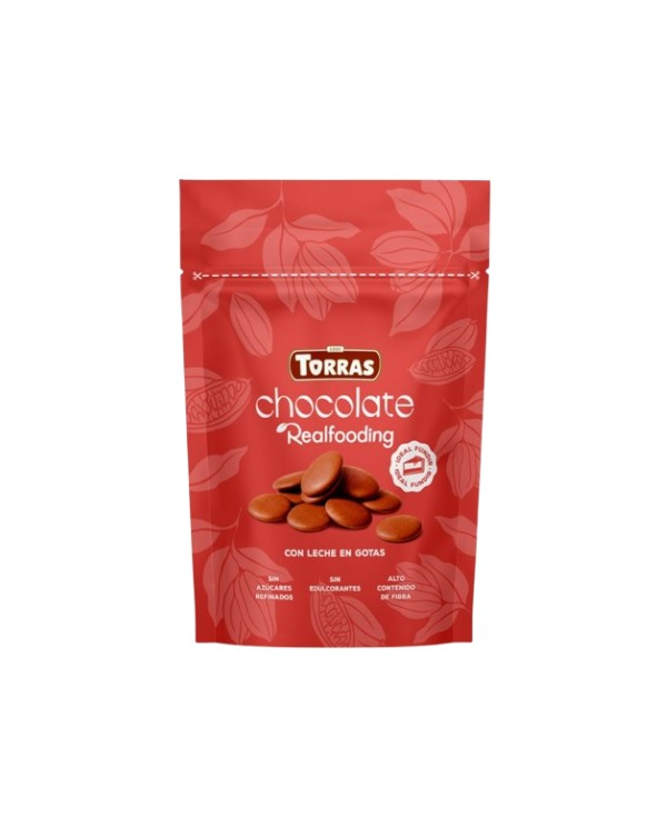 Realfooding chocolate leche gotas 200g torras