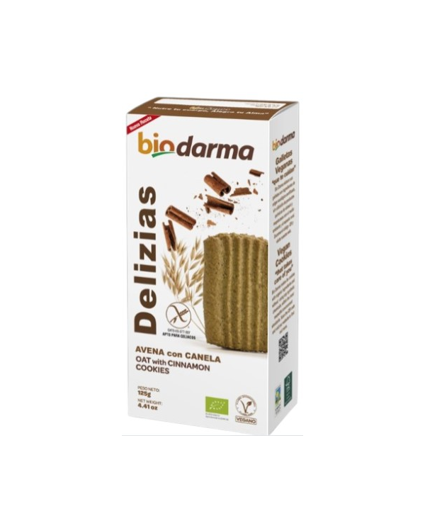 Delizias galletas avena canela s/g 125g biodarma