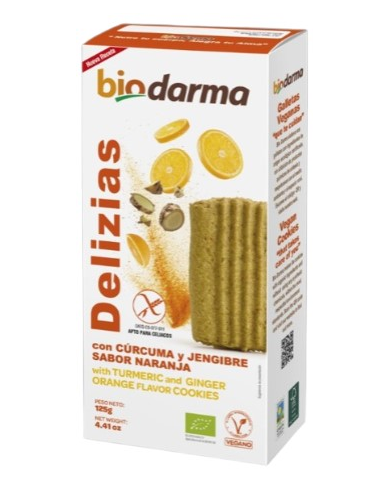 Delizias galletas curcuma jengibre s/g 125g biodar