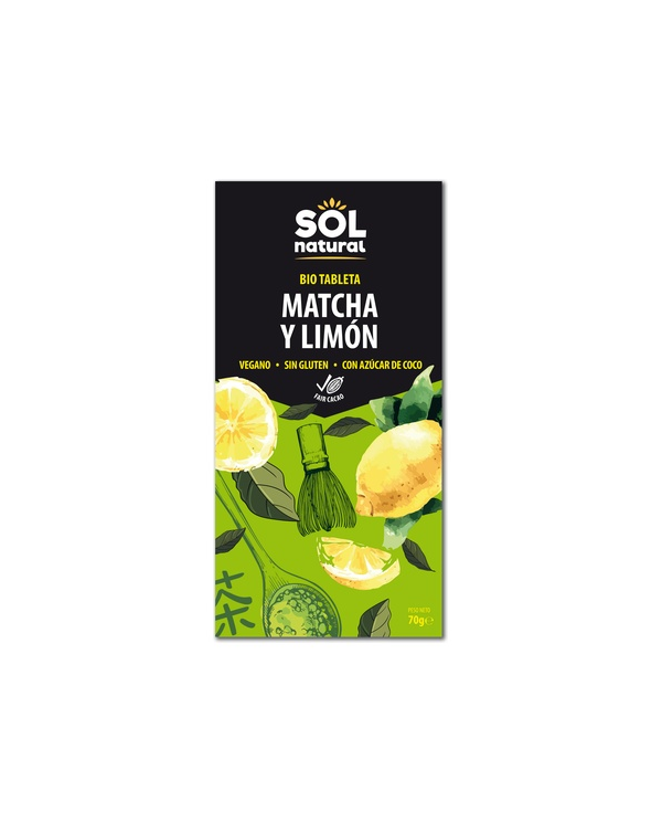 Chocolate con matcha limon 70g sol natural
