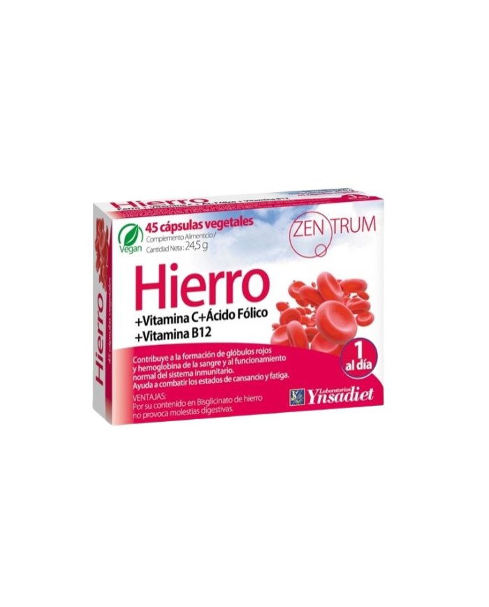 Hierro+vitamina c+ácido fólico+b12 45 cápsulas, Zentrum
