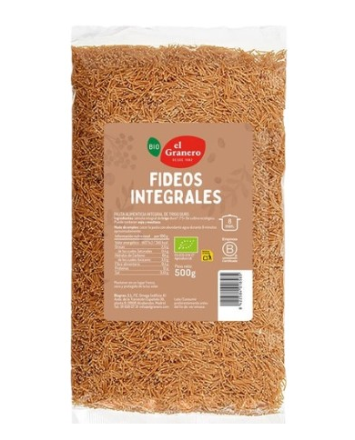 Fideos integrales  500g bio el granero
