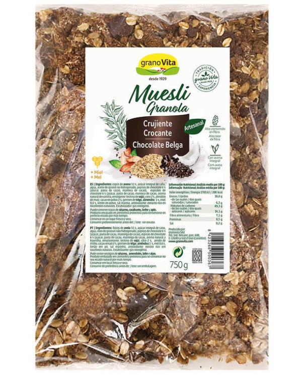 Muesli crujiente chocolate 750g granovita