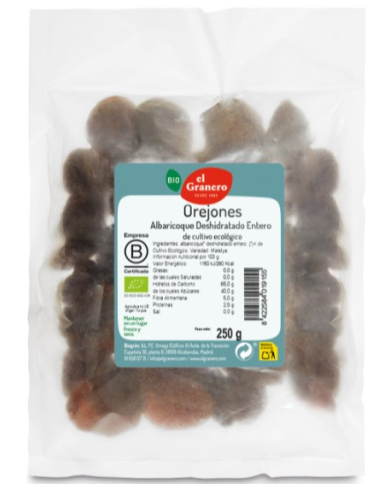 Orejones enteros 250gr bio granero