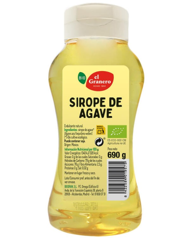 Sirope agave 690ml bio el granero
