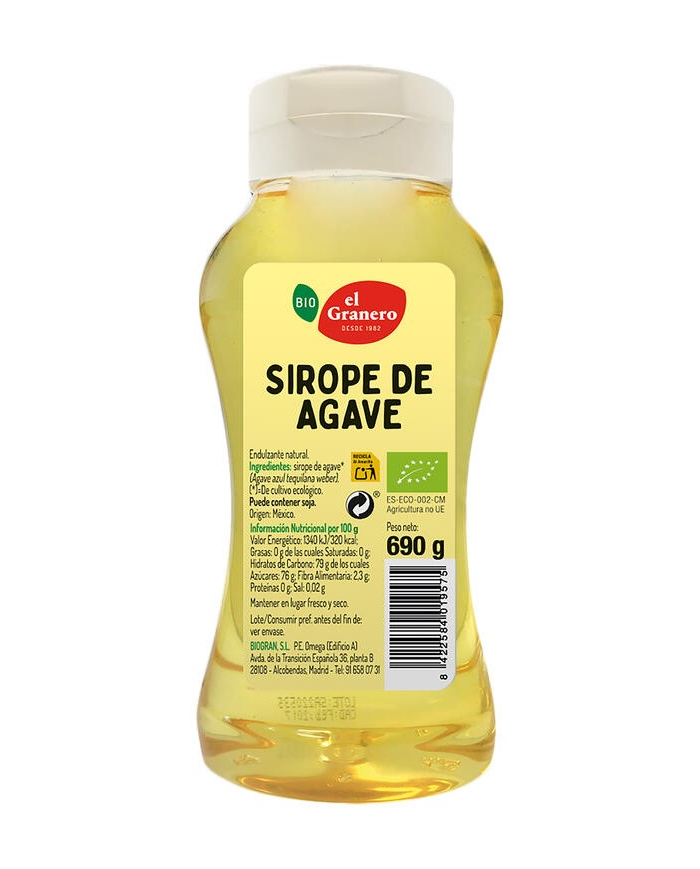 Sirope agave 690ml bio el granero