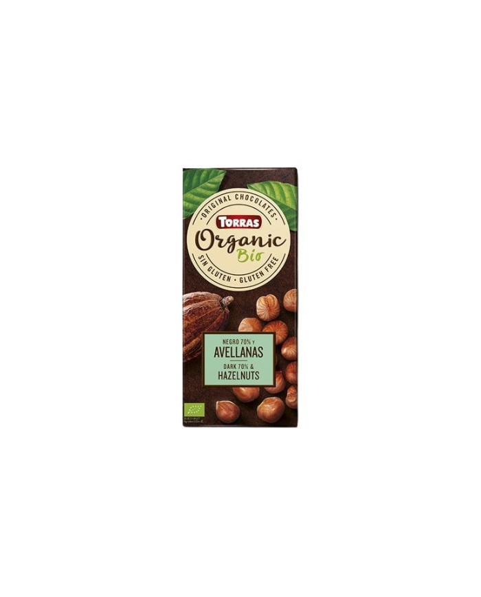 Chocolate negro 70% avellanas bio 100g torras