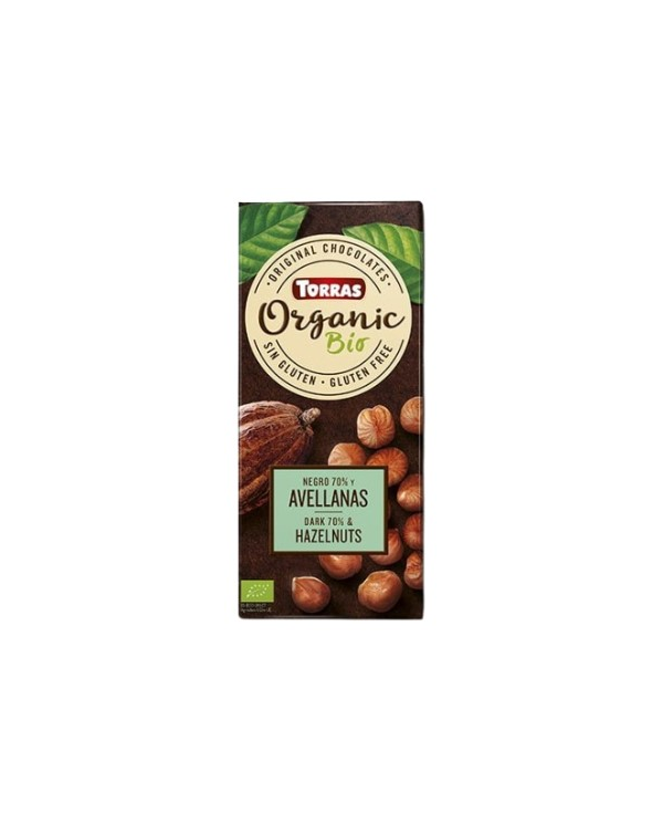 Chocolate negro 70% avellanas bio 100g torras