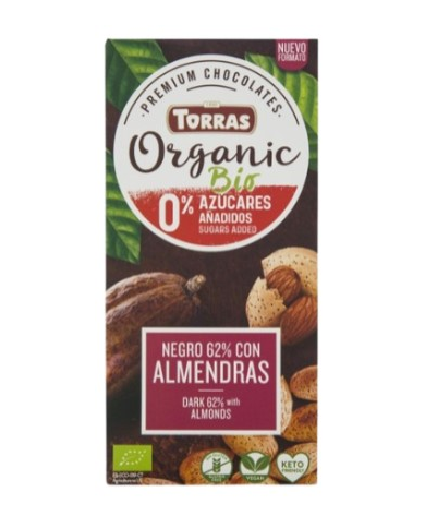 Chocolate negro 62% almendras 100g torras